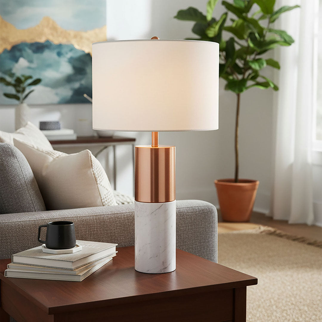 Marble & Gold Table Lamp | Luxury Bedside Lighting