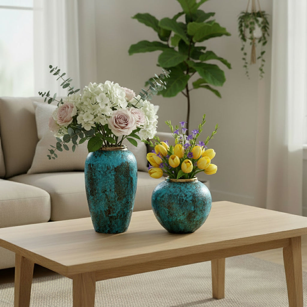 Handcrafted Ceramic Vase Duo Décor Set