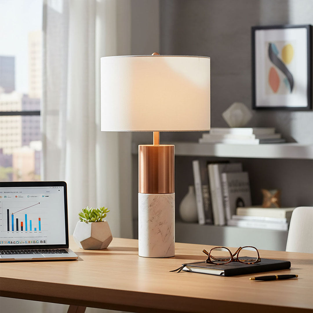 Marble & Gold Table Lamp | Luxury Bedside Lighting