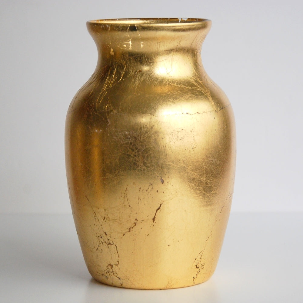 Hand-Gilded Gold Leaf Vase | Grecian Luxury Home Décor