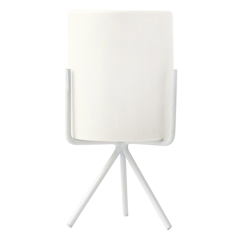 Nordic Ceramic Vase with Metal Base