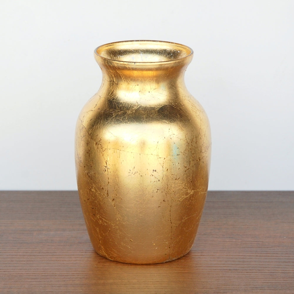 Hand-Gilded Gold Leaf Vase | Grecian Luxury Home Décor