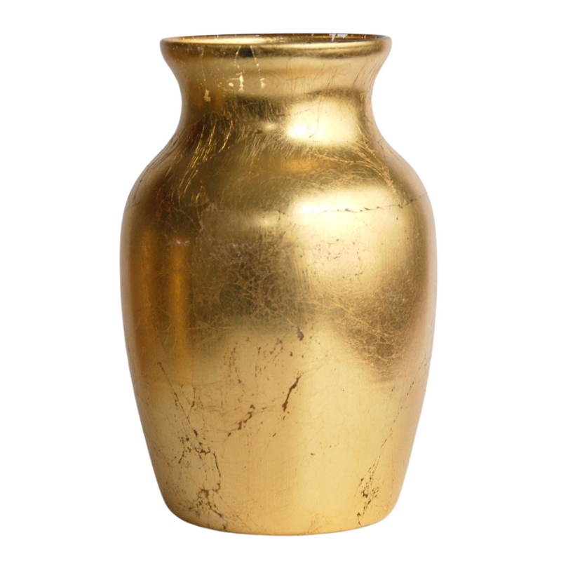 Hand-Gilded Gold Leaf Vase | Grecian Luxury Home Décor